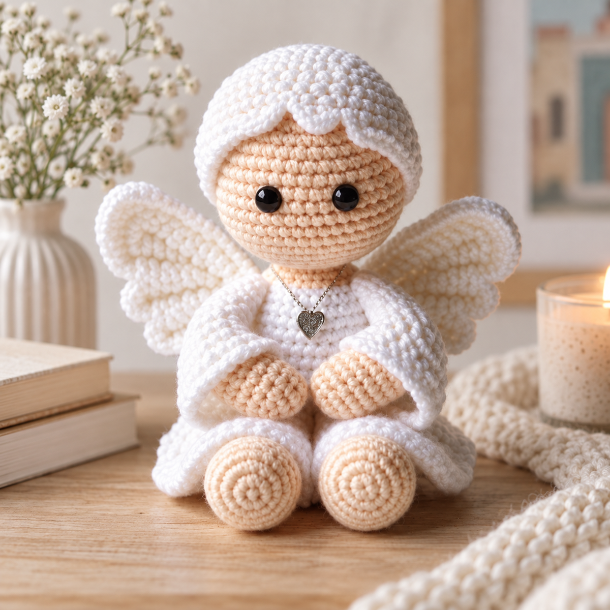 Ángel tejido amigurumi, muy suave, ideal para ocasiones especiales