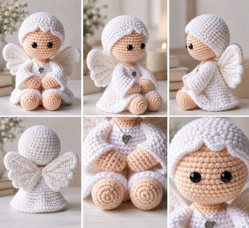 Ángel tejido amigurumi, muy suave, ideal para ocasiones especiales