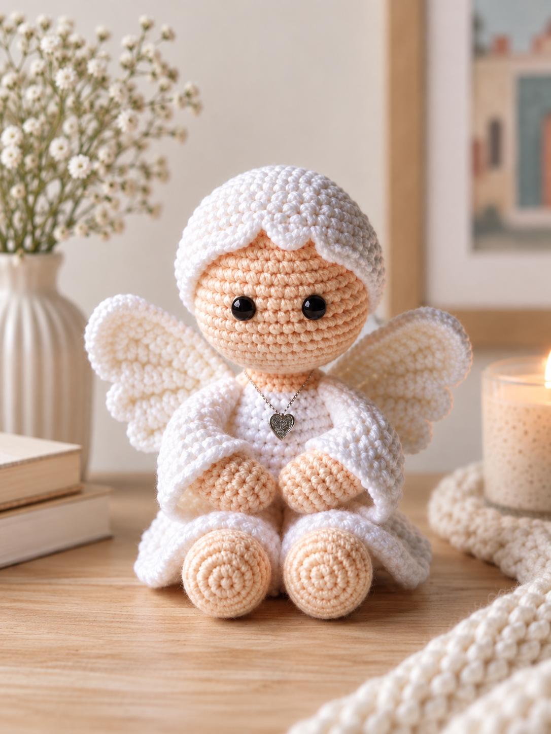 Ángel tejido amigurumi, muy suave, ideal para ocasiones especiales