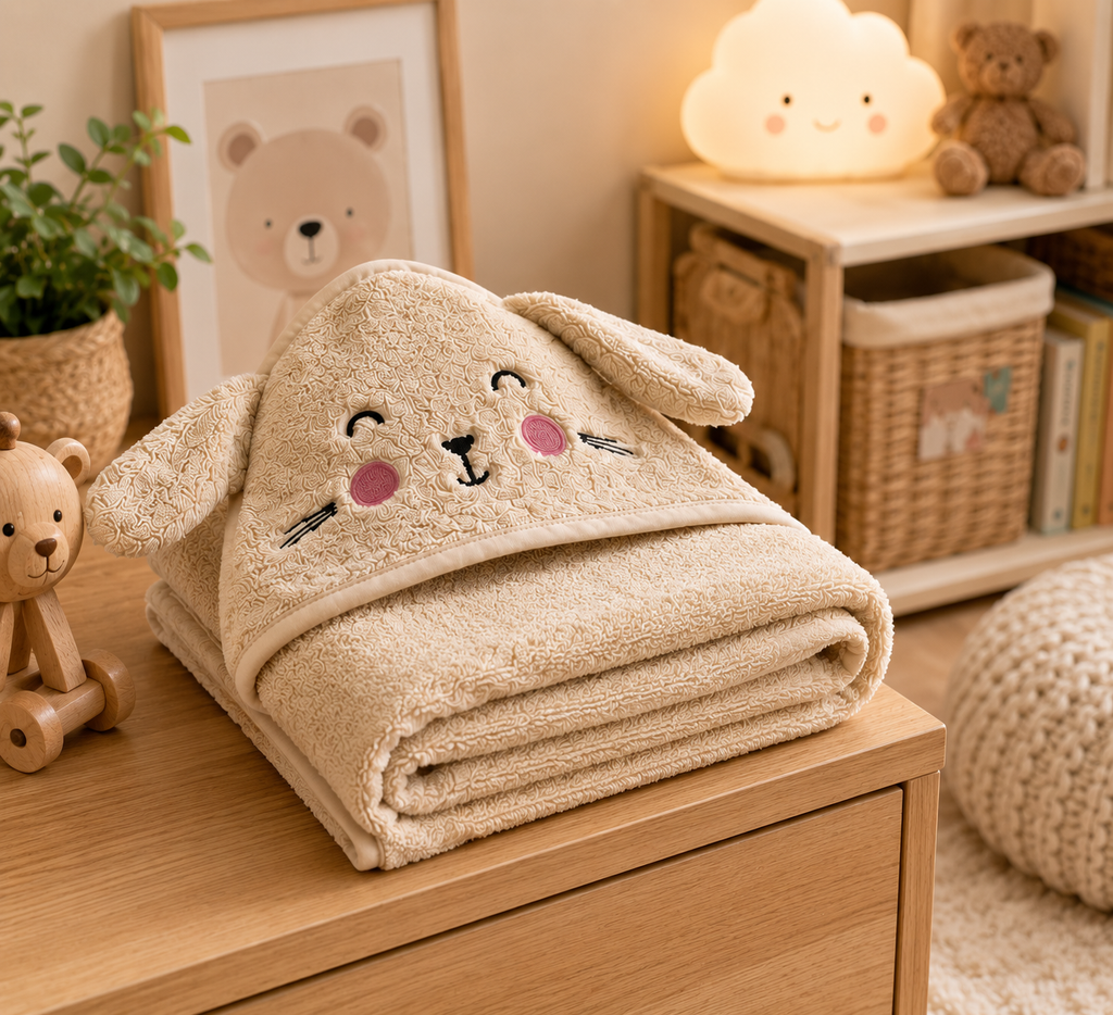 Toalla con capucha para bebé con diseño de animales 100% algodón
