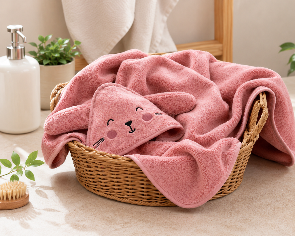 Toalla con capucha para bebé con diseño de animales 100% algodón
