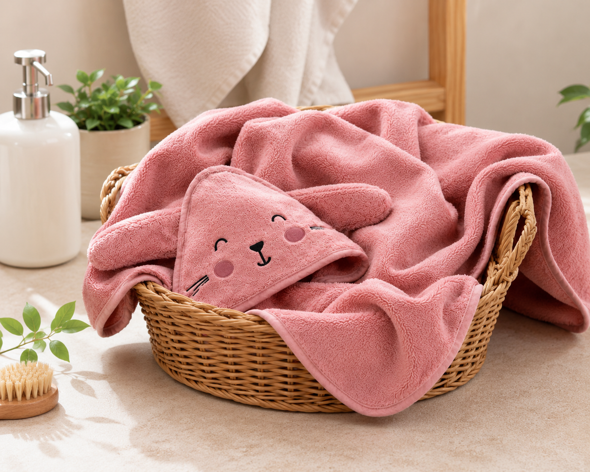 Toalla con capucha para bebé con diseño de animales 100% algodón