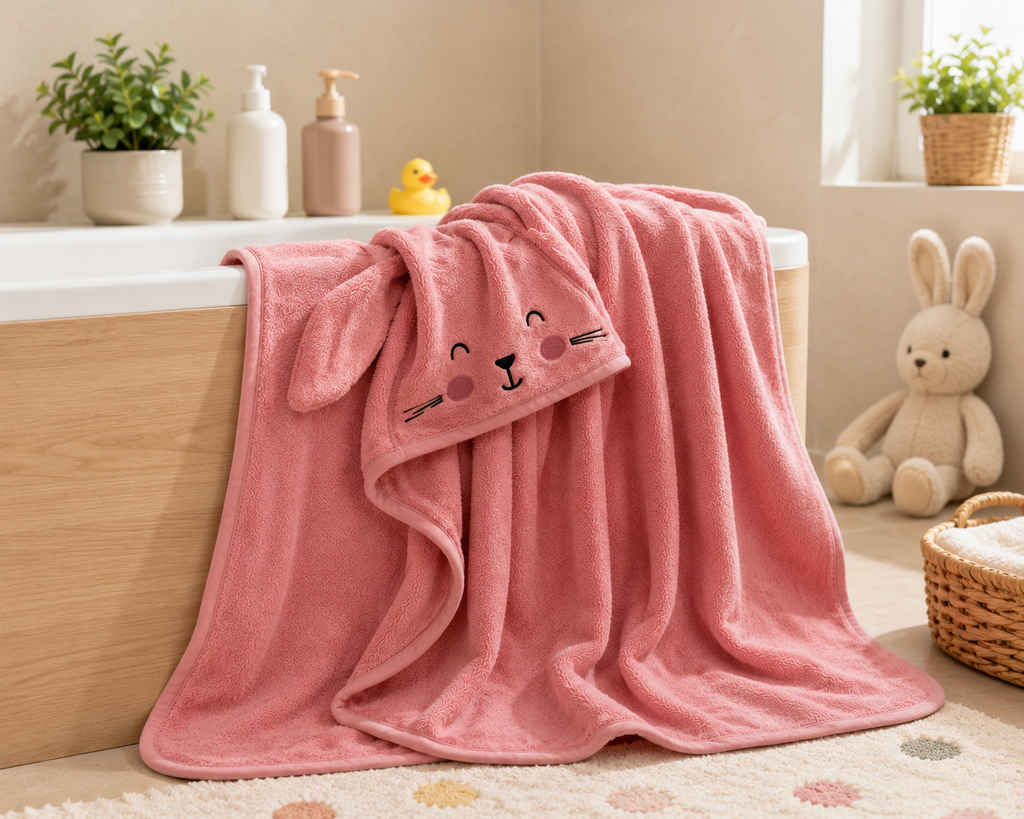 Toalla con capucha para bebé con diseño de animales 100% algodón