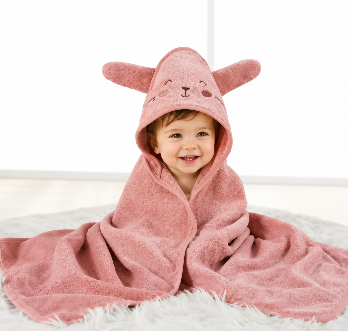 Toalla con capucha para bebé con diseño de animales 100% algodón