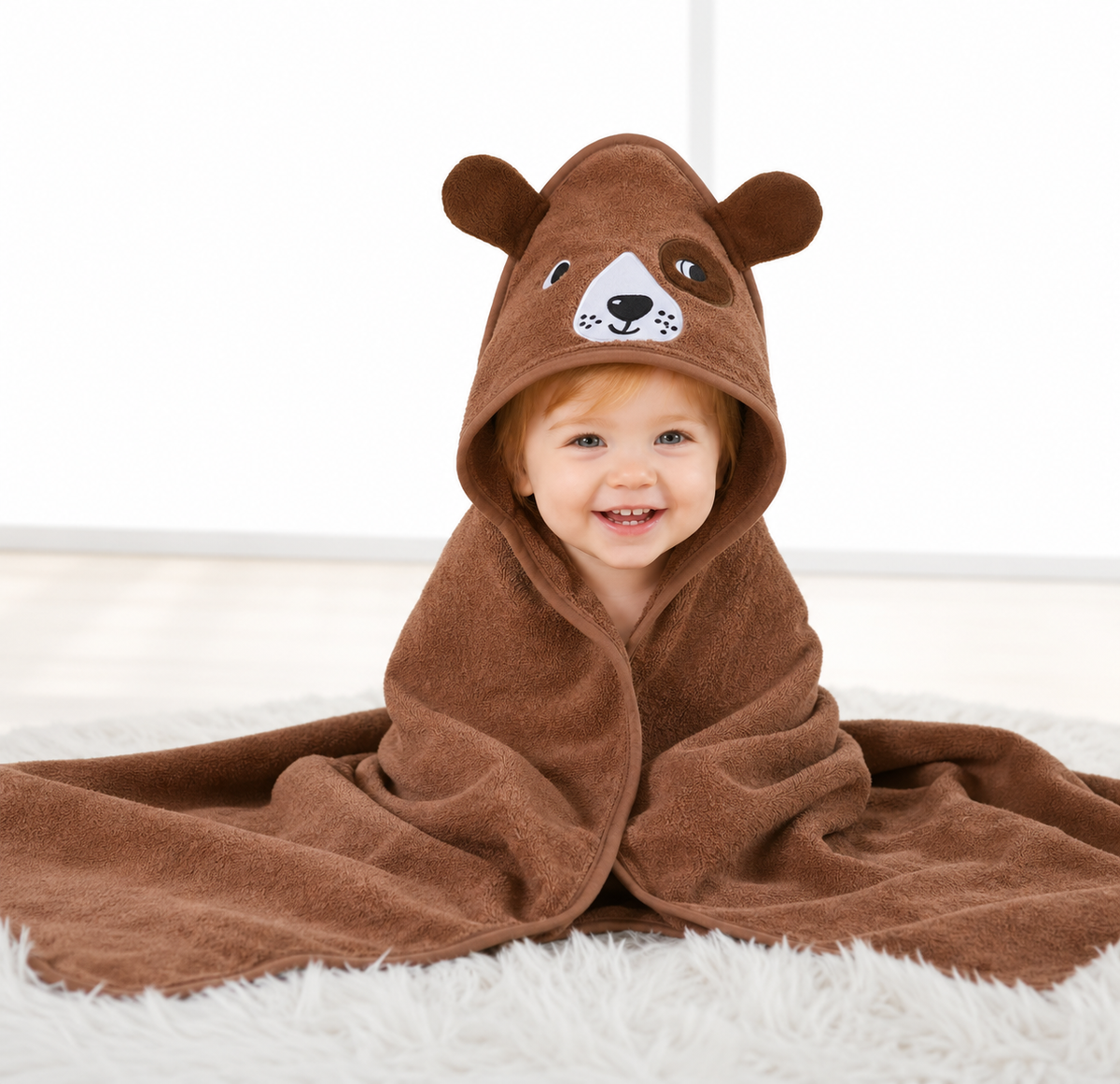 Toalla con capucha para bebé con diseño de animales 100% algodón