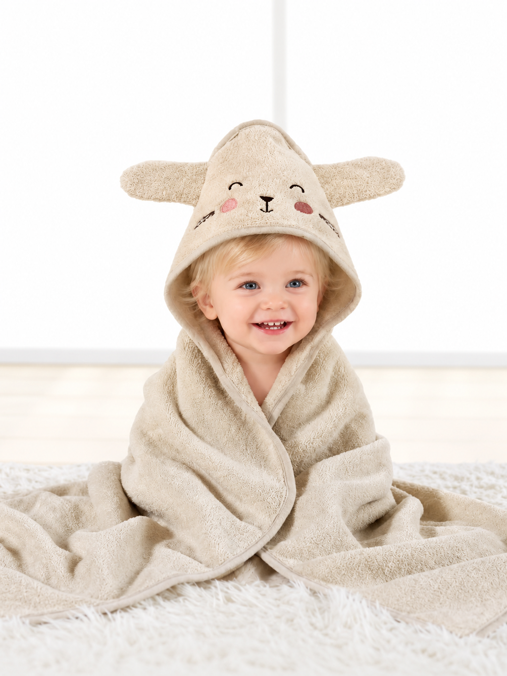 Toalla con capucha para bebé con diseño de animales 100% algodón